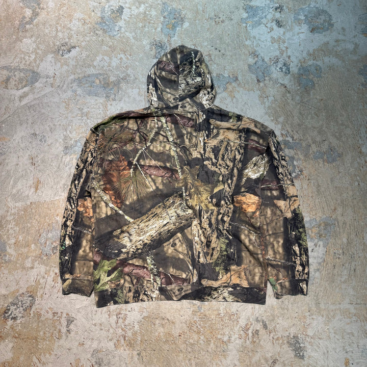 旧衣服MOSSY OAK/莫西橡树/真实树图案拉链连帽衫/尺寸XL
