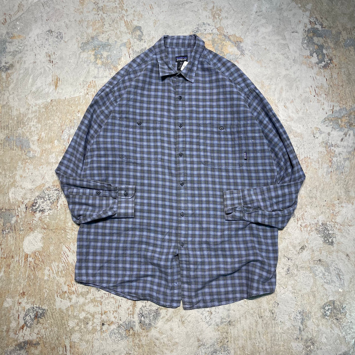 #4327 Patagonia/L/S 일반 칼라 더블 포켓 셔츠/일반 칼라 더블 포켓 셔츠/점검 패턴/크기 XL