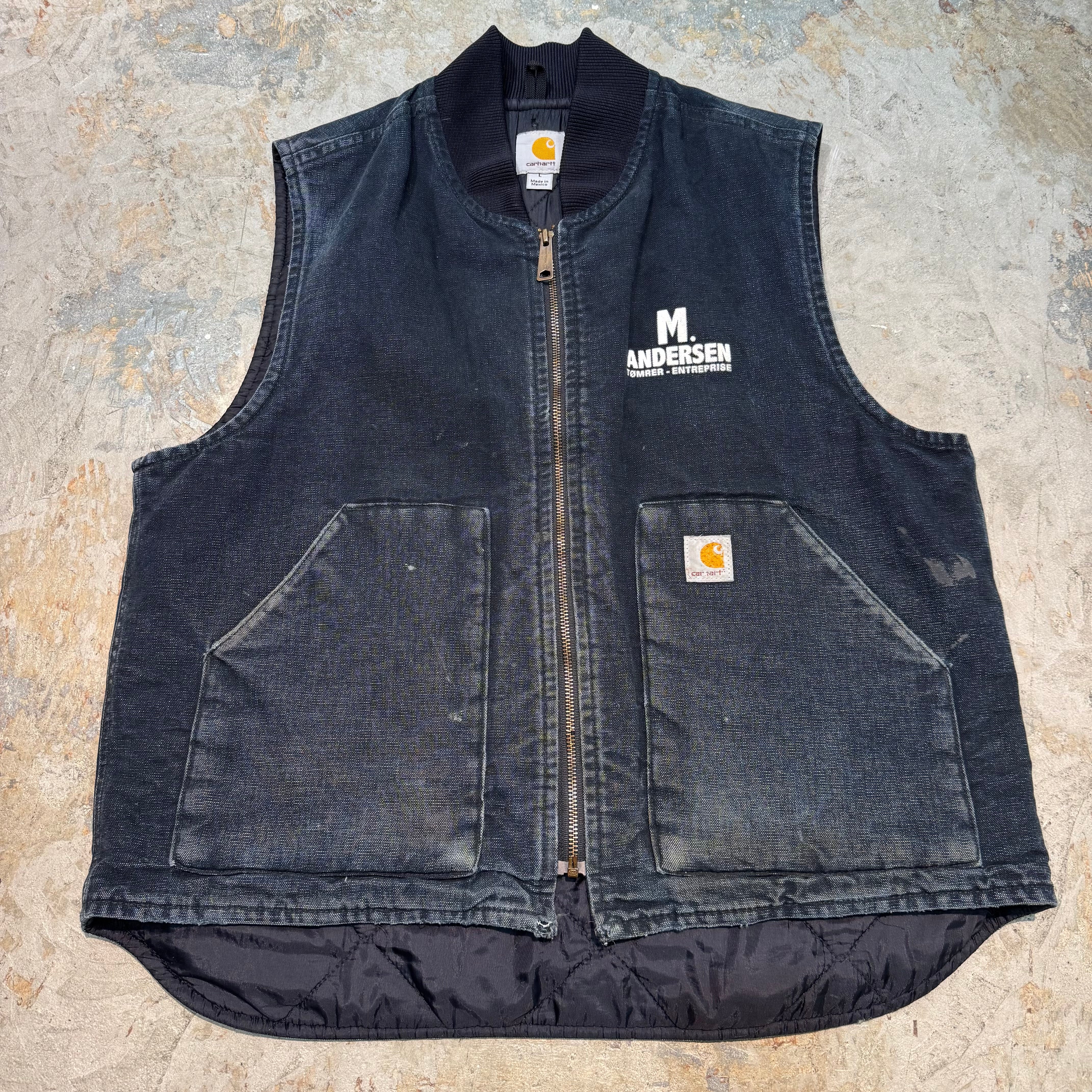 ま*ほ様 カーハート ダックベスト キルティング OD L 古着 古着 Carhartt/ カーハート/ ダックベスト/ ダック地/ 裏地