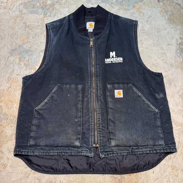 古着 Carhartt/ カーハート/ ダックベスト/ ダック地/ 裏地キルティング/ 企業ロゴ/ サイズL