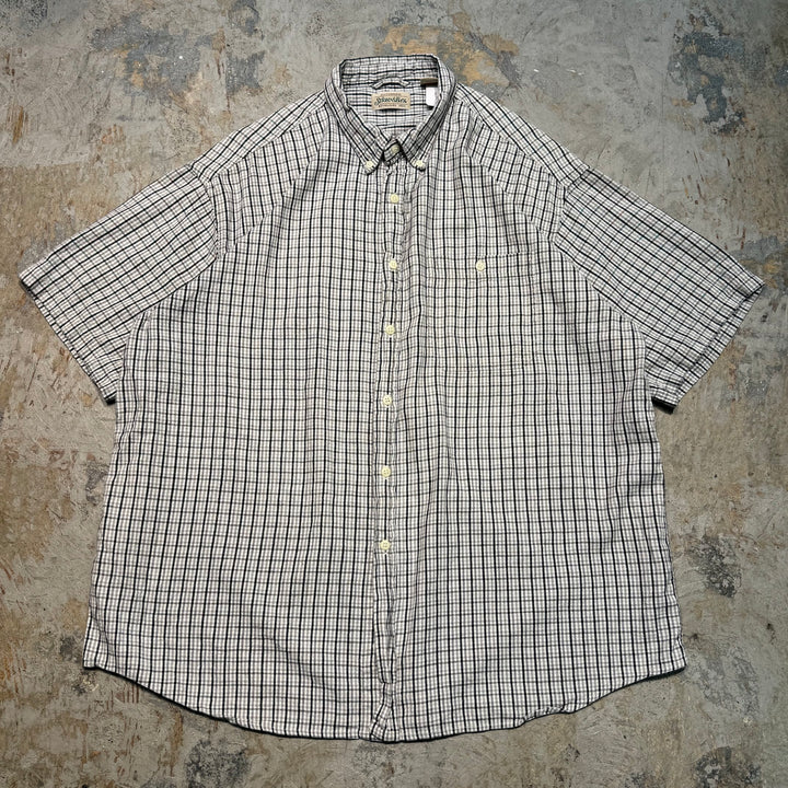 중고 의류 St.John 's Bay/ St.John's Bay/ Button-Down Short-Sleeved Shirt/ Checkered Pattern/ Size XL