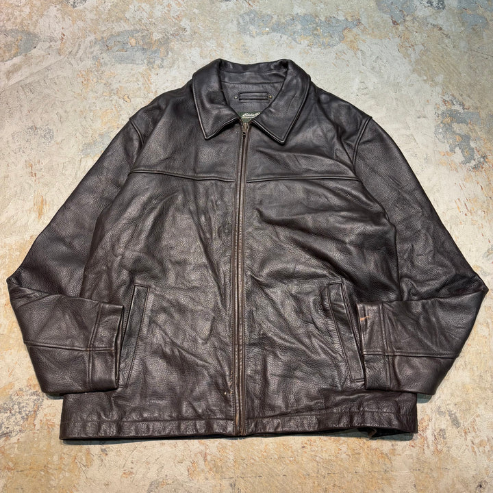 빈티지 Eddie Bauer/ Genuine Leather Zip-Up Leather Jacket/ Cowhide/ Size XL