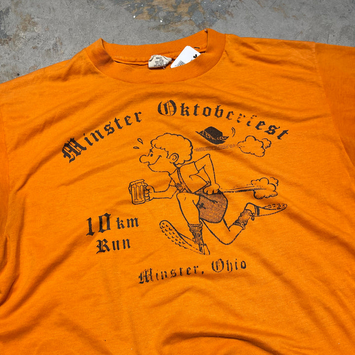 #4828 古着 70's~ Hanes/ヘインズ/ミンスター オクトーバーフェスト クラシック 10km マラソン/USA製/Tシャツ/ヴィンテージ/シングルステッチ/サイズL