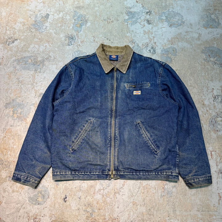 旧衣DICKIES/ dikies /拉链牛仔夹克/牛仔服/衣领灯芯绒/衬里毛毯/尺寸XL