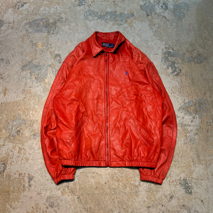 Used clothing 90's~ POLO by Ralph Lauren/ Polo Ralph Lauren/ Lamb leather swing top jacket/ Size M