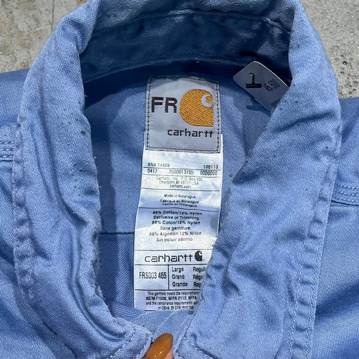 #4374 중고 의류 Carhartt/Long Sleeve Button Down 작업 셔츠/긴 슬리브 버튼 다운 작업/크기 L