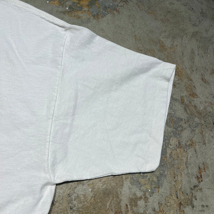 중고 의류 90의 미국은 지옥 / 빈티지 단일 스티치 인쇄 티셔츠 / 크기 XXL에 먼 쪽 / 만화 스트립 / 에어로빅을 만들었습니다.