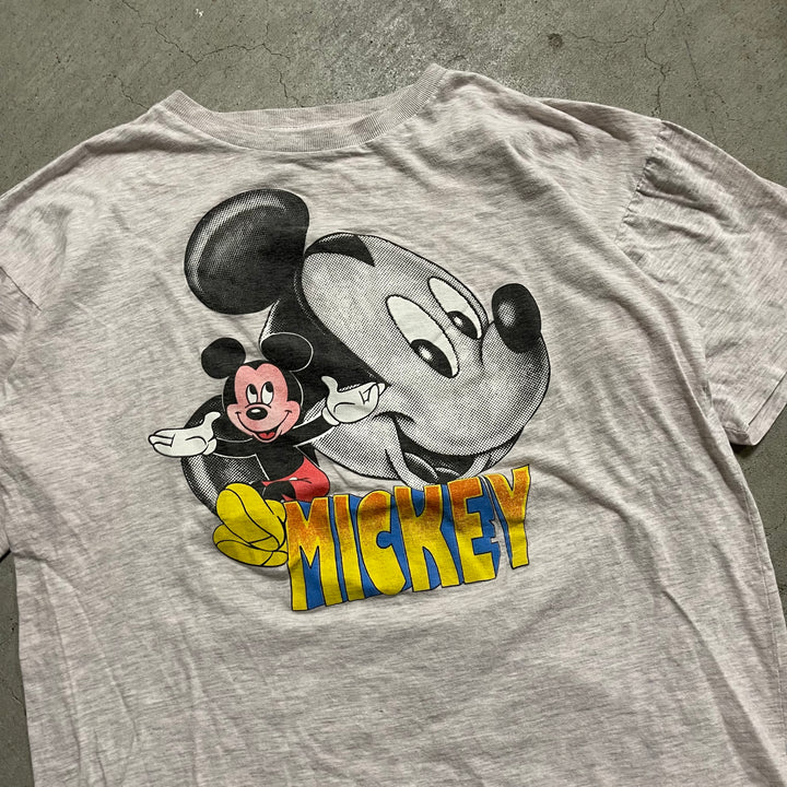 古着 90's シャドーミッキーオリジナル/ミッキーマウス/青パン/ヴィンテージ シングルステッチ プリントTシャツ/サイズXL相当