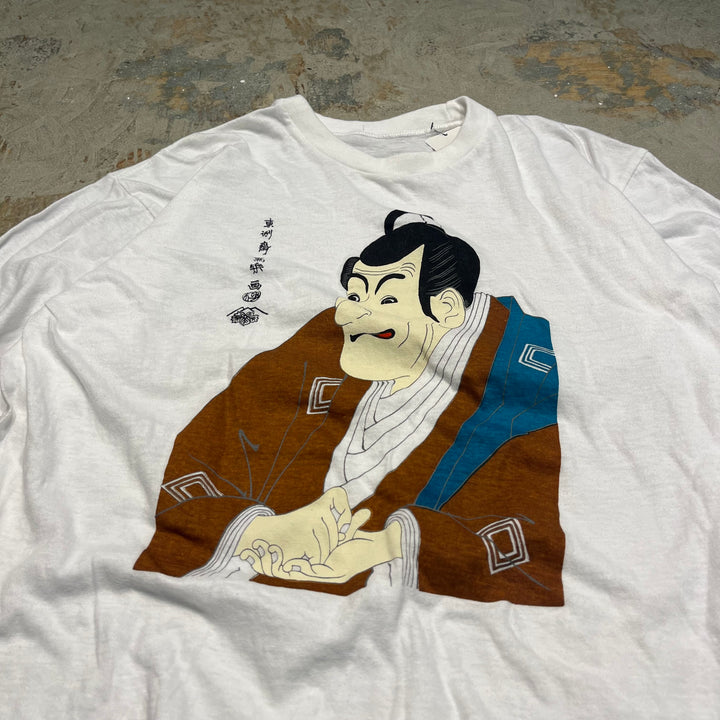 중고 의류 ukiyo-e/katsushika hokusai/일본 패턴/빈티지 싱글 스티치 인쇄 티셔츠/크기 L-XL에 해당합니다.