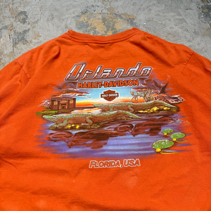 古着 USA製 Harley-Davidson/ハーレーダビッドソン/ プリントTシャツ / Orlando/ FLORIDA ,USA/ サイズXL