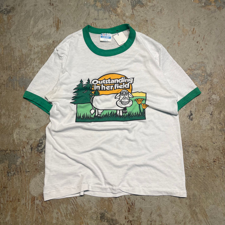 #4791 古着 USA製80's Hanes/ヘインズ/ヴィンテージ リンガー Tシャツ/サイズM