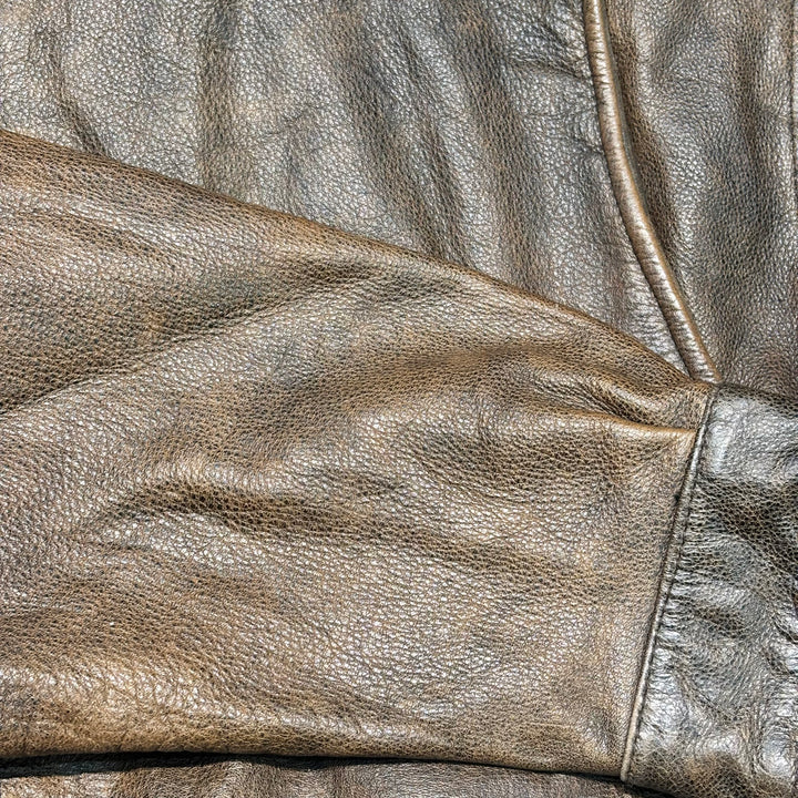 중고 의류 St.John'Sbay/ St. John 's Bay/ Genuine Leather Zip-Up Leather Jacket/ Cowhide/ Size XL