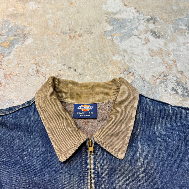 旧衣DICKIES/ dikies /拉链牛仔夹克/牛仔服/衣领灯芯绒/衬里毛毯/尺寸XL