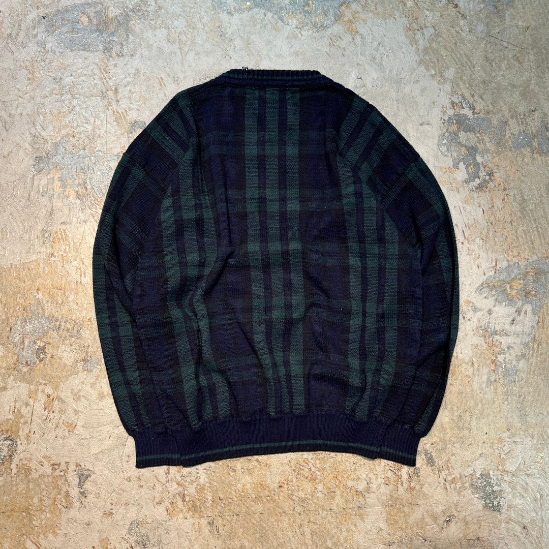 Used clothing CROFT&BARROW/Craft and Barrow/Crew neck knit sweater/Checked pattern/Size L