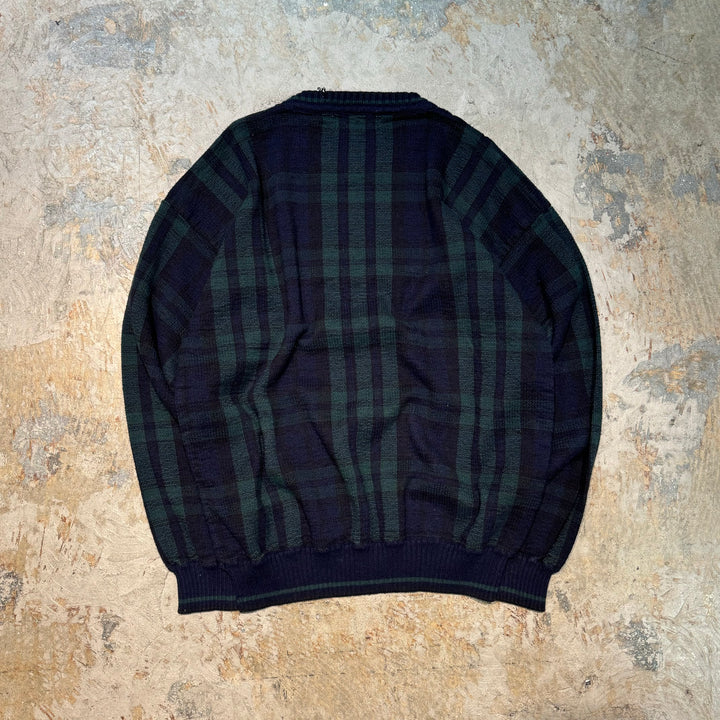 古着 CROFT&BARROW/ クラフトアンドバロウ/ クルーネックニットセーター/ チェック柄/ サイズL