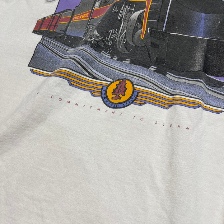 古着 90's Hanes/ヘインズ / ポワタン・アロー N&W 611号流線形蒸気機関車 / 旅客列車 / ヴィンテージ シングルステッチ プリントTシャツ / サイズL