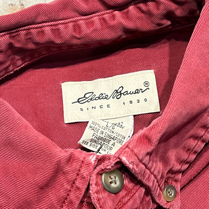 #4382 빈티지 Eddie Bauer/Long Sleeve 버튼 다운 셔츠/긴 슬리브 버튼 다운 셔츠/사이즈 L