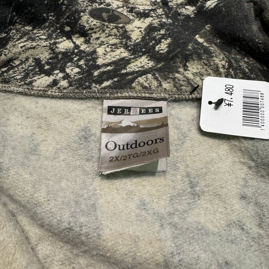 빈티지 저지/유니폼/실제 트리 패턴/하프 지퍼 스웨트 셔츠/크기 2xl