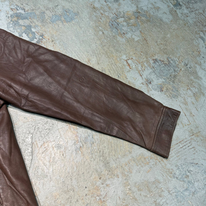 Used clothing 90's POLO by Ralph Lauren/ Polo Ralph Lauren/ Lamb leather swing top jacket/ Houndstooth/ Size L