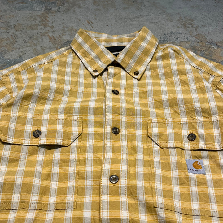 #4363 Used clothing Carhartt/Short Sleeve Button Down Shirt/Check/Size M