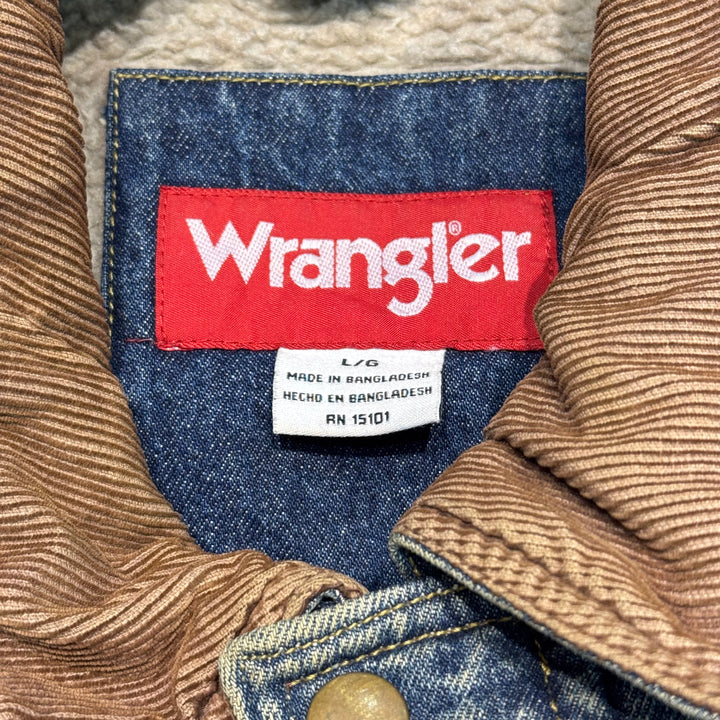 古着 Wrangler/ ラングラー/ デニムボアジャケット/ 裏地ボア/ 襟コーデュロイ/ サイズL