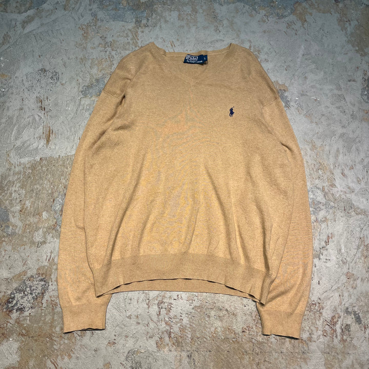 #3685古着/ラルフローレン/POLObyRalphLauren/コットンニット/Cottonknit/Vネック/サイズL