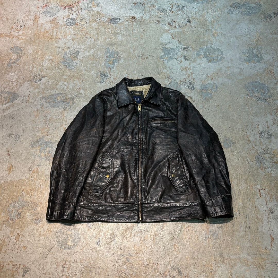 Used clothing GAP/Gap/Zip-up leather jacket/Boa lining/Short length/Size L