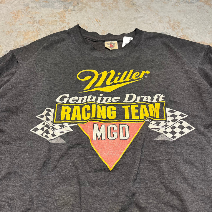 古着 USA製 miller/ジェニュイン ドラフト/レーシングチーム/ヴィンテージ シングルステッチ Tシャツ/サイズ2XL相当