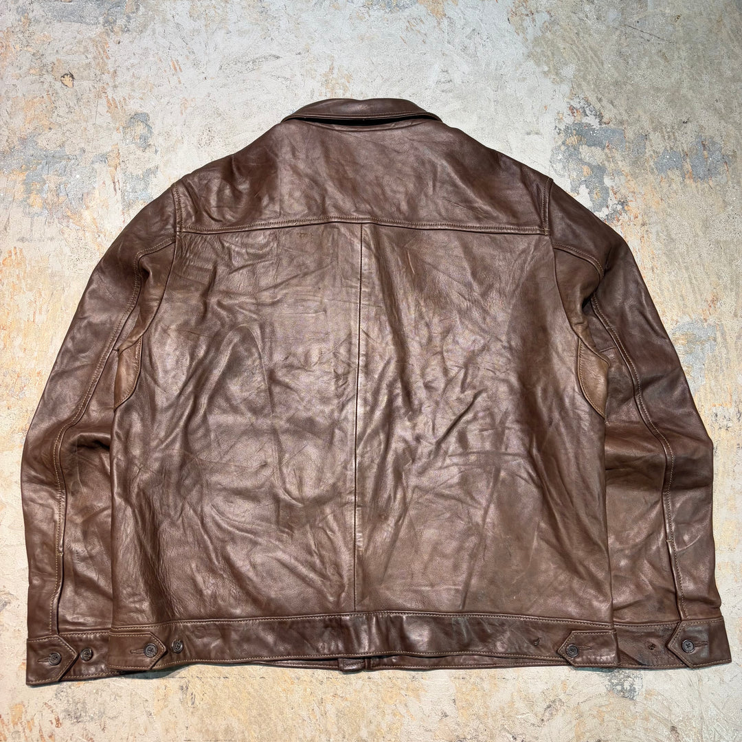 Used clothing 90's~ POLO by Ralph Lauren/ Polo Ralph Lauren/ Lamb leather swing top jacket/ Size XL
