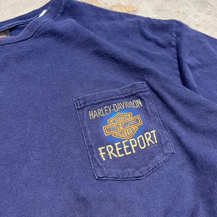 빈티지 할리 데이비슨 / 할리 데이비슨 / 바하마 프리 포트 상점 / 인쇄 티셔츠 / 크기 XXL