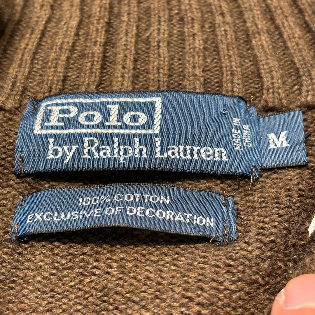 Used clothing 90's ~ POLO by Ralph Lauren/ Polo Ralph Lauren/ Half zip knit sweater/ Size M