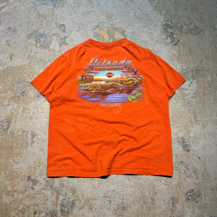 古着 USA製 Harley-Davidson/ハーレーダビッドソン/ プリントTシャツ / Orlando/ FLORIDA ,USA/ サイズXL