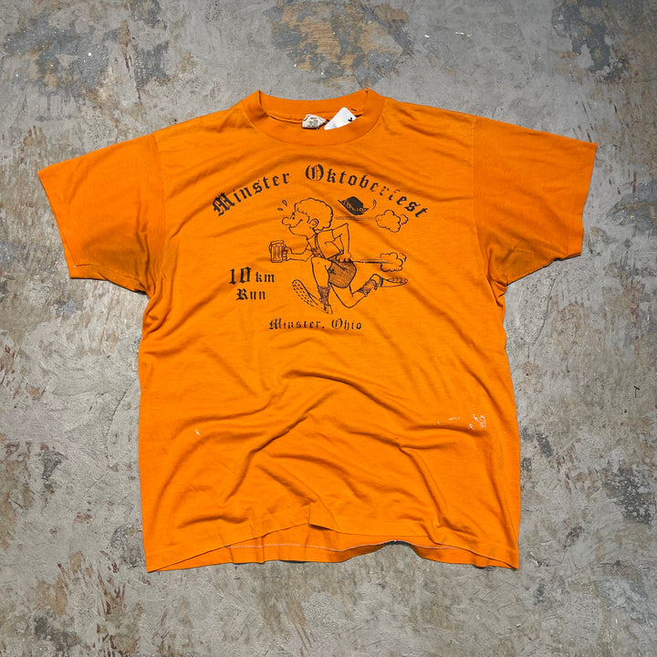 #4828 古着 70's~ Hanes/ヘインズ/ミンスター オクトーバーフェスト クラシック 10km マラソン/USA製/Tシャツ/ヴィンテージ/シングルステッチ/サイズL