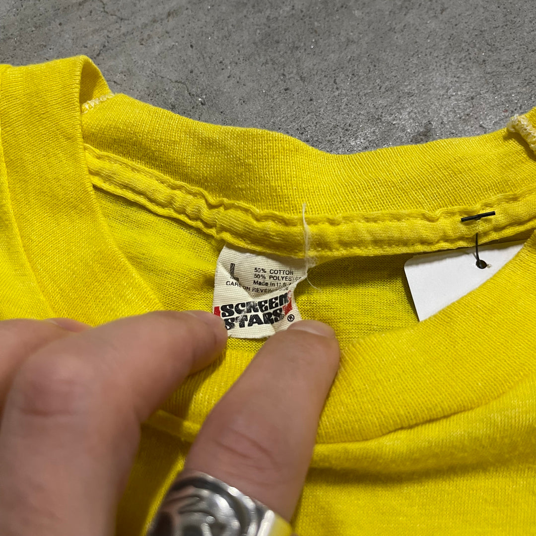 미국 80 년대 스크린 스타/Tuffy/빈티지 싱글 스티치 프린트 티셔츠/크기 L에서 만든 빈티지 의류