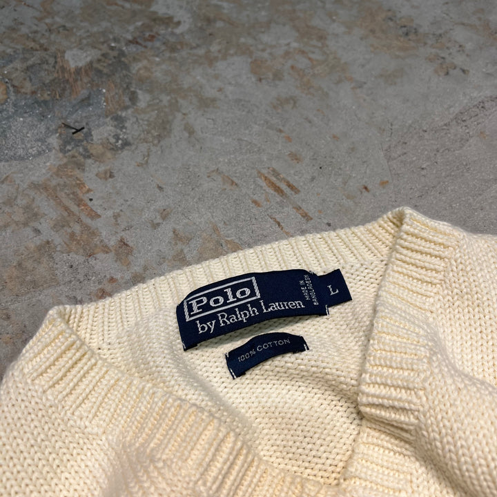 #3738 古着/ラルフローレン/POLObyRalphLauren/コットンニット/Cottonknit/Vネック/サイズL