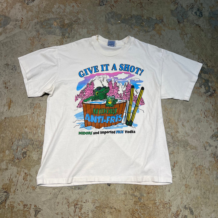 古着 90's HANES/ヘインズ/MIDORI/ウォッカ/ヴィンテージ シングルステッチ プリントTシャツ/サイズL