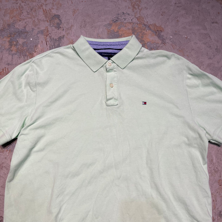 #4359 빈티지 Tommy Hilfiger/S/S Seed Stitches 폴로 셔츠/하프 오줌 폴로 셔츠/사이즈 XL