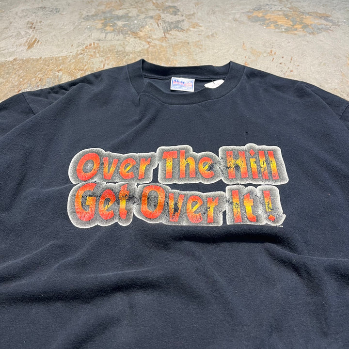 #4692 Used clothing unknown/short sleeve print t-shirt tee/over the hill get over/Size XL