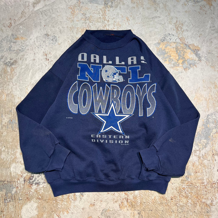 #3980 古着 Unknow/Crew neck sweat/クルーネックスウェット/DALLAS NTL COWBOYS/サイズXL