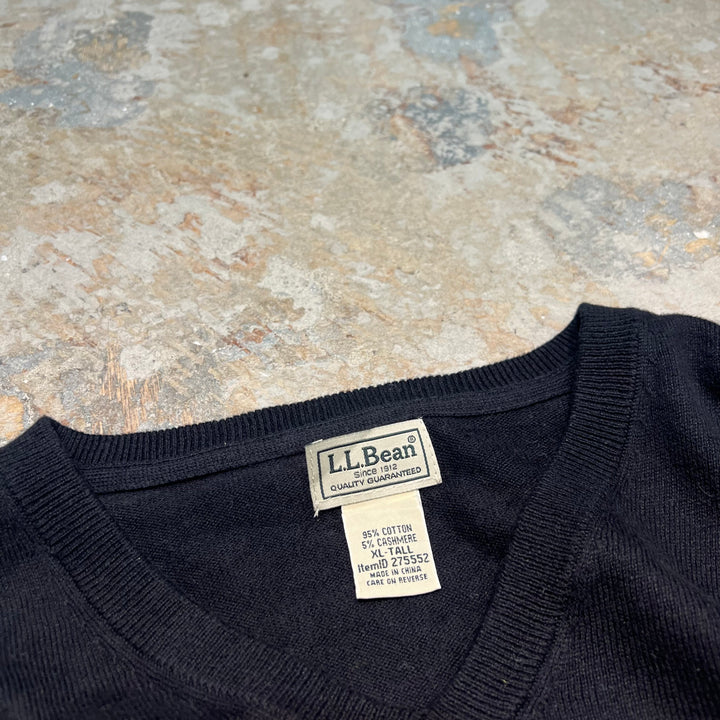 #3713 古着/L.L.Bean/エルエルビーン/コットンニット/Cottonknit/Vネック/サイズXL