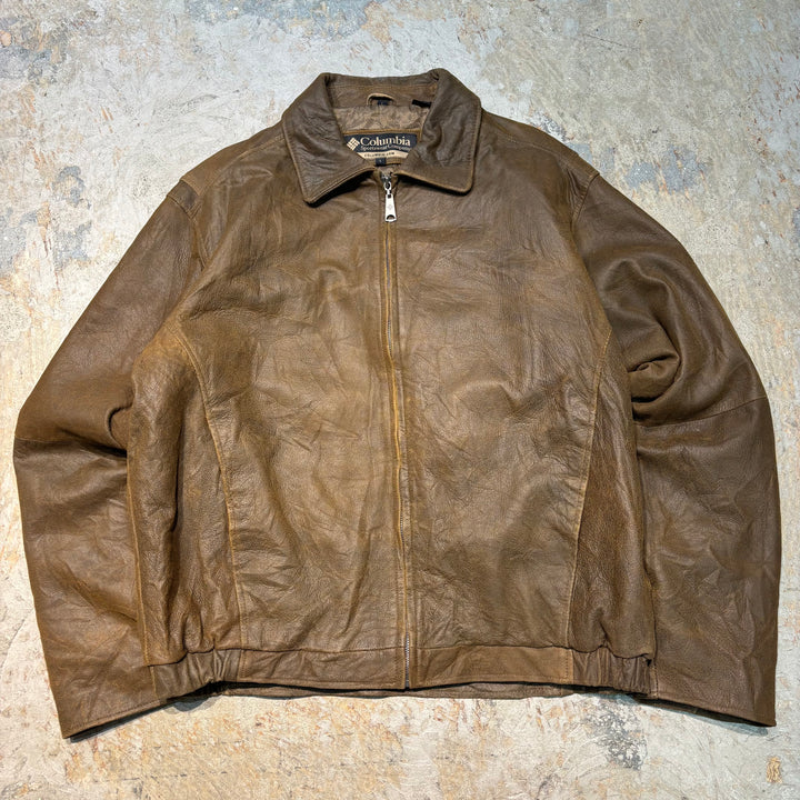 중고 의류 Columbia/ Columbia/ Genuine Leather Zip-Up Leather Jacket Jacket/ Cowhide/ Size L
