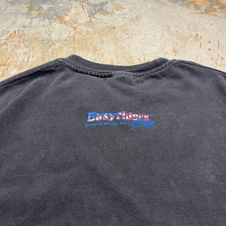 古着 90's ヘインズ/イージーライダーカフェ/マートルビーチ USA/バイク/ヴィンテージ シングルステッチ プリントTシャツ/サイズM