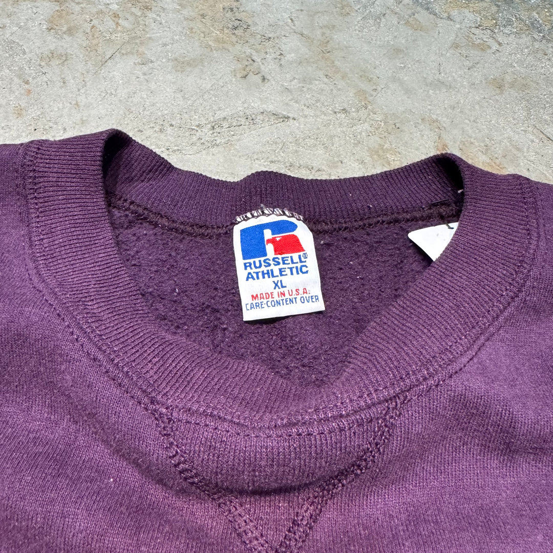 Used clothing Made in USA 80's~ RUSSELLATHLETIC/Russell Athletic/Crew neck blank sweatshirt/Plain/Size XL