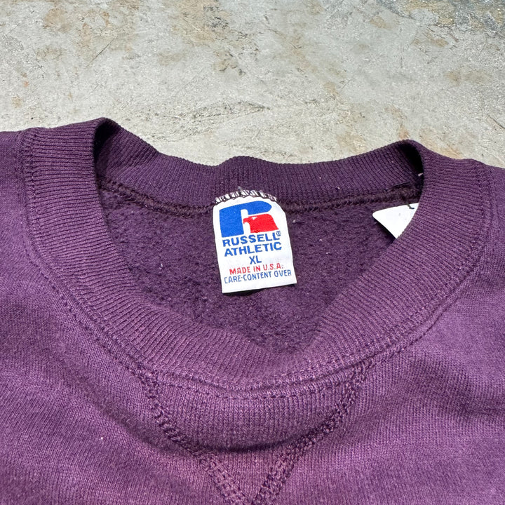 Used clothing Made in USA 80's~ RUSSELLATHLETIC/Russell Athletic/Crew neck blank sweatshirt/Plain/Size XL