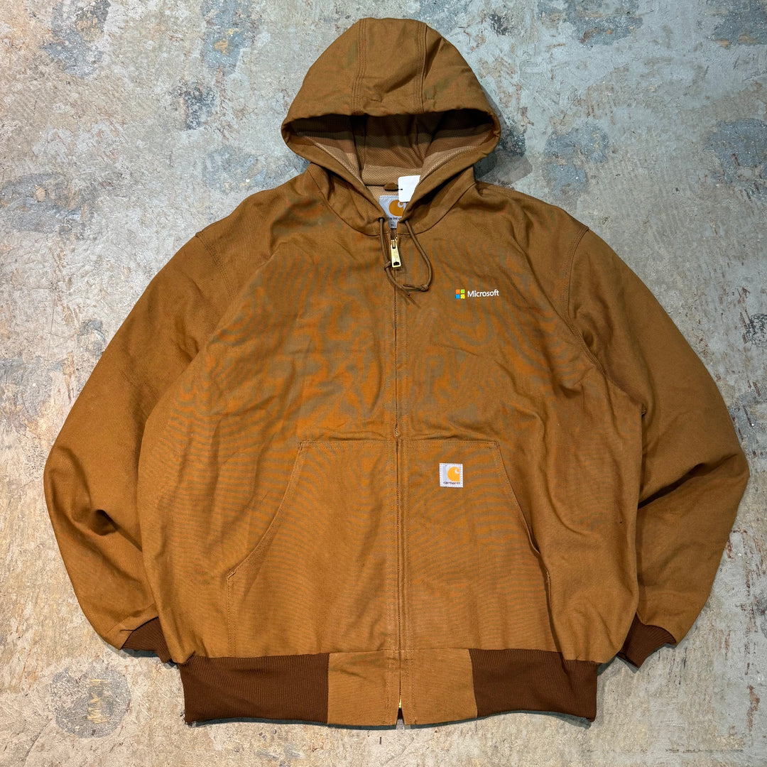 古着 USA製 Carhartt/ カーハート/ アクティブジャケット/ 企業ロゴ/ Microsoft/ ダック地/ 裏地サーマル/ サイズXL