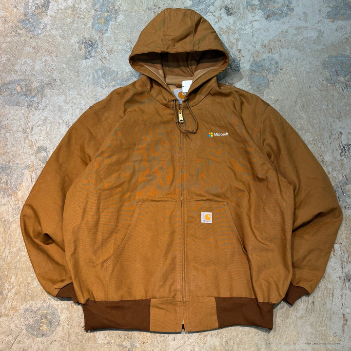 古着 USA製 Carhartt/ カーハート/ アクティブジャケット/ 企業ロゴ/ Microsoft/ ダック地/ 裏地サーマル/ サイズXL