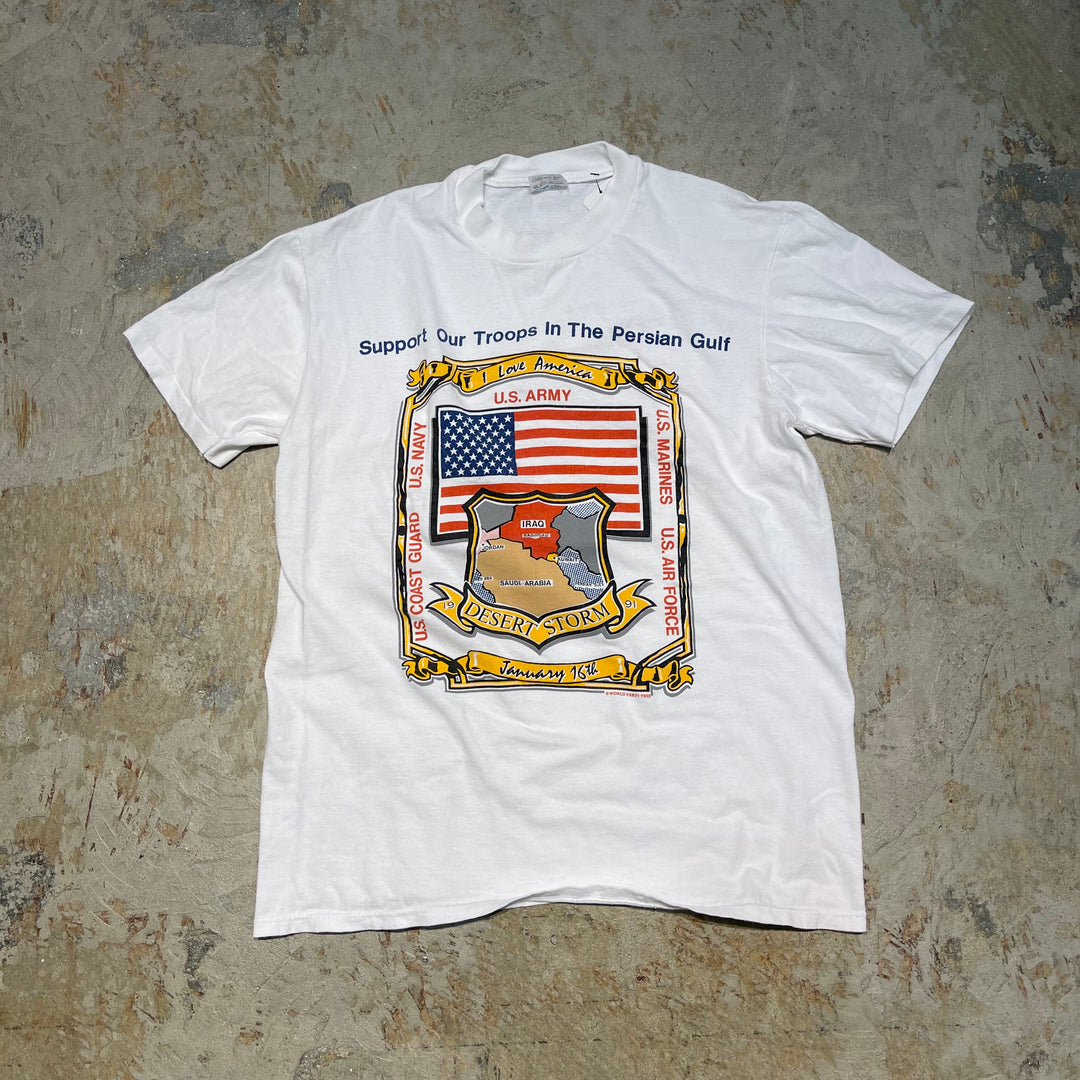 Used clothing 90's USA made stedman/Stedman American military message T-shirt/size M