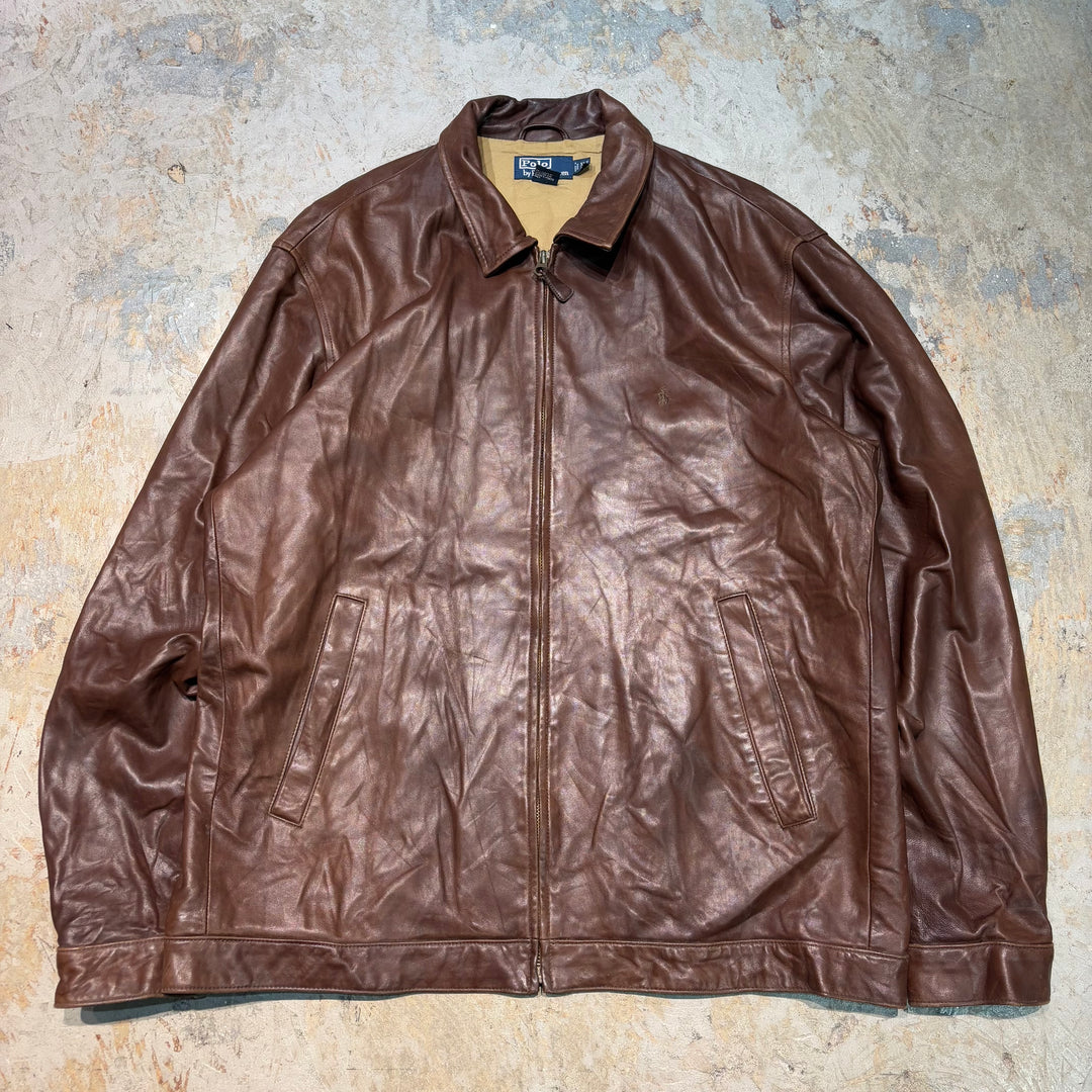 Used clothing 90's~ POLO by Ralph Lauren/ Polo Ralph Lauren/ Lamb leather swing top jacket/ Equivalent to size XXL