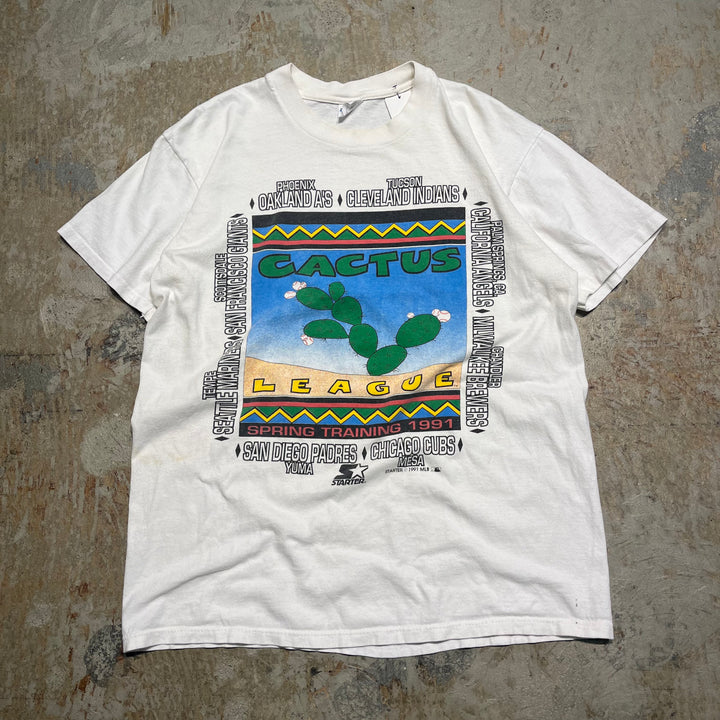 古着 USA製 91's スターター/カクタスリーグ/MLB/ヴィンテージ シングルステッチ プリント Tシャツ/サイズL