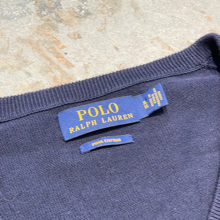 #3716 古着 POLO by Ralph Lauren/ラルフローレン / PIMA Cotton knit V Neck Sweatrer Shirts/ピマコットLンニットVネックセーター/サイズXL